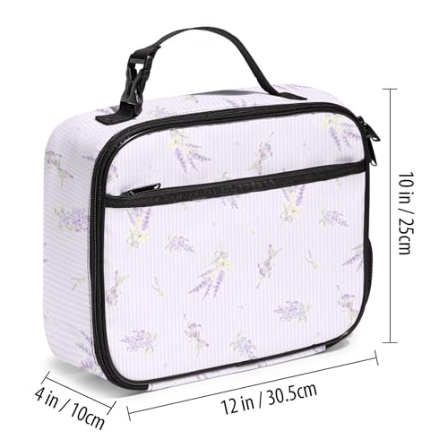 WOBAGMEN Large Lunch Box, Insulated Reusable Lunch Bag with Water Bottle Holder Portable Waterproof Leakproof Lunch Tote Bag Cute Lunch Box(Lilac Lavender) - color: Lilac Lavender