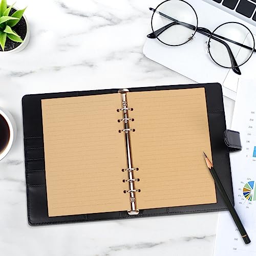 Toplive [3 Pack] A5 Refill Paper - 100GSM Thick 6 Hole Filler Inserts, 135 Sheets (270 Pages) for 6 Ring Binder Journal Notebook, Lined Kraft - style: 3Pack Kraft Lined