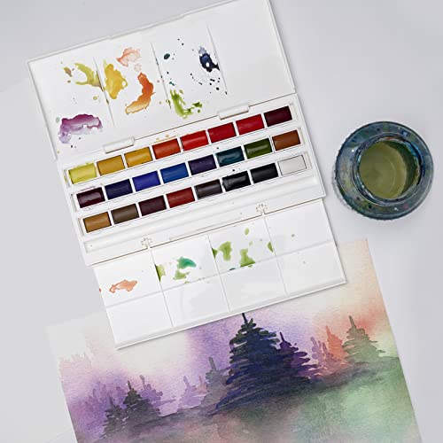 Winsor & Newton Cotman Watercolor Paint Set, Studio Set, 24 Whole Pans - style: 12 Tube Palette Set 8ml