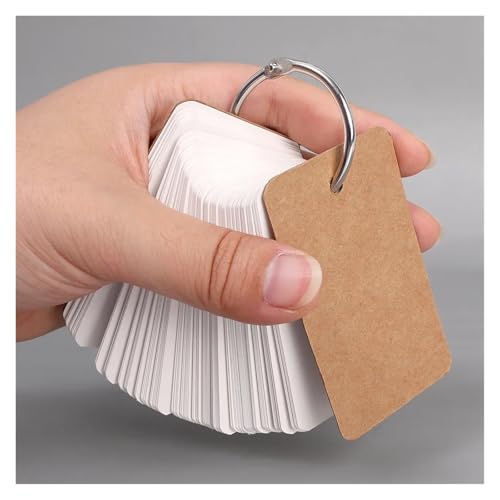 400-100 Sheets Kraft Paper Index Cards Portable Flash Cards With Ring Binder Study Memo Notecards For School Learning Supplies(Mixed-200Sheets) - color: Mixed-200Sheets