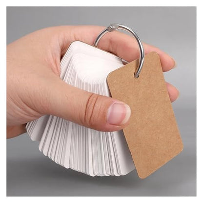 400-100 Sheets Kraft Paper Index Cards Portable Flash Cards With Ring Binder Study Memo Notecards For School Learning Supplies(Brown-200Sheets) - color: Brown-200Sheets
