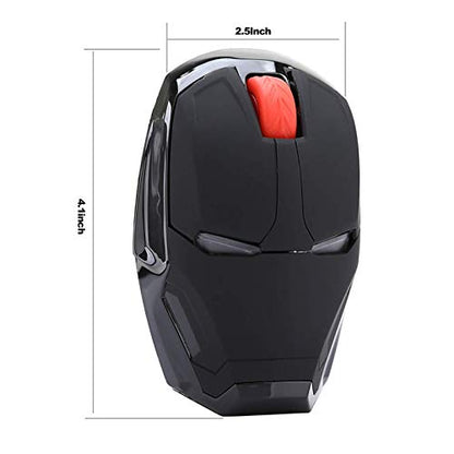 Wireless Iron Man Mouse 2.4G Optical Computer Mouse for Desktop Laptop PC Mac (Black) - color: Black
