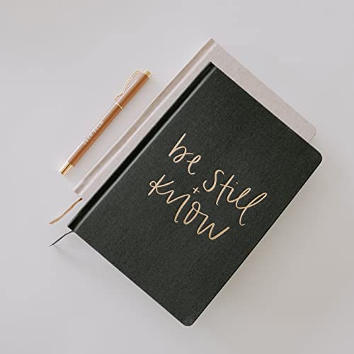 Sweet Water Decor Be Still and Know Notebook for Women - Bible Study Notes Journal, Church Notes Journal with Ribbon Bookmark - 100 Ruled Pages for Writing, Diary with Fabric Inspirational Cover - style: Be Still + Know