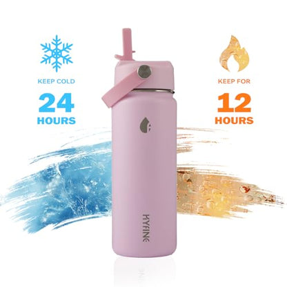Stainless Steel Water Bottle with Straw Lid, 18oz Insulated Vacuum Bottle with Carrying Loop, Dishwasher Safe，uitable for use in schools, Offices, and outdoor activities (PINK) - color: Pink