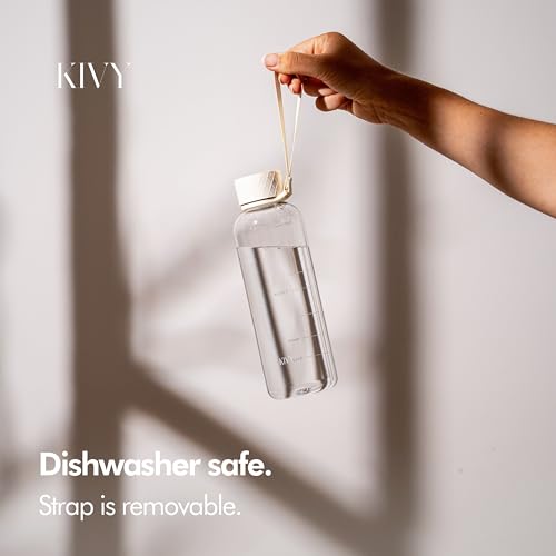 KIVY Slim Water Bottle 22oz [Lightweight & Shatterproof] Leak Proof Bottle for Women & Men - Clear plastic water bottle no straw - Dishwasher Safe Tritan Bottle BPA Free - color: 04 Cream Clear, size: 22oz