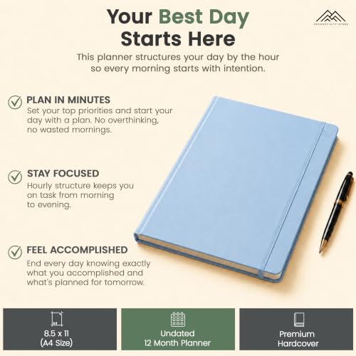Hourly Planner & Appointment Book (8.5” x 11”) - Premium Hourly Planner with Daily Schedule & 30-Minute Time Slots for Better Time Management by PRODUCTIVITY STORE (A4, Blue) - color: Blue