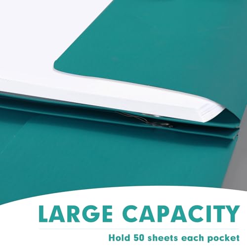 Two Pocket Folders, RAZCC 75 Pack Two Pocket Folders with Prongs, 3 Prong Folders Fit Letter Size Paper, Pocket File Folders for School Office Home Business, Turquoise - color: Turquoise