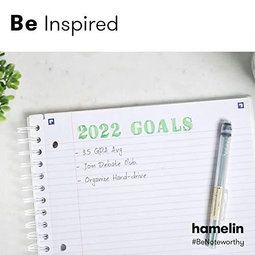 Hamelin, Spiral Notebook, 8.5x11in, College Ruled, Hardcover, 90shts/180 Pages, 3 Subject Notebook, ICE White - color: ICE White