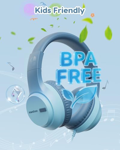 awatrue Kids Headphones, 74/85/94dB Volume Limiter, Foldable Wired Over Ear Headphones for Travel, 3.5mm Jack, Toddler Headphones for School, Chromebook, iPad, Tablet, Green - color: ‌Green