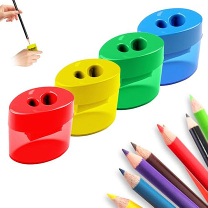 Pencil Sharpeners with Lid, Dual Holes Handheld Pencil Sharpener Manual for Standard and Jumbo Pencils, Compact Cute Sharpener for Kids Adults Students School Home Office (4*Ellipse) - color: 4*ellipse