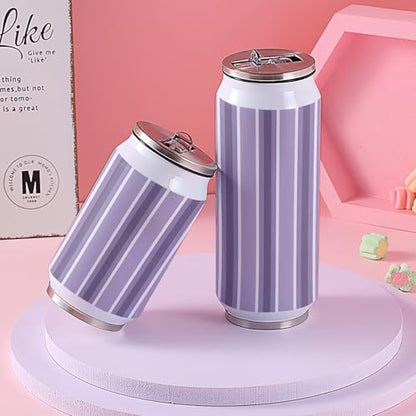 T&H XHome Lavender Stripes 10oz Stainless Steel Tumbler with Lid & Straw-Double Wall Vacuum Insulated Travel Mug Pale Mauve Water Bottle Coffee Beverage Drinks Cup - size: 10 Ounces