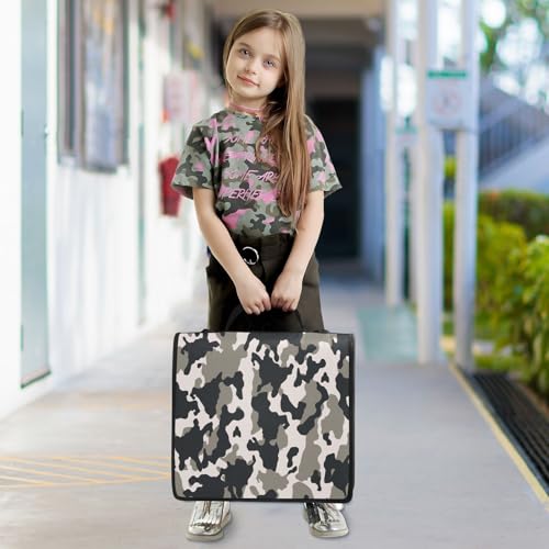 Camo Waterproof Zipper Binder with Shoulder Strap, 3-Ring Trapper Keeper with Lay-Flat Design and Multiple Compartments for School & Office, Adults & Kids