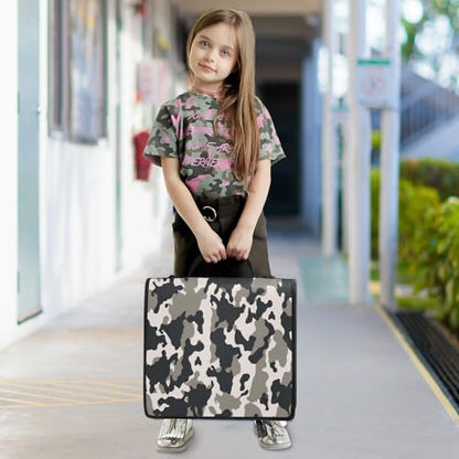 Camo Waterproof Zipper Binder with Shoulder Strap, 3-Ring Trapper Keeper with Lay-Flat Design and Multiple Compartments for School & Office, Adults & Kids