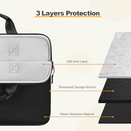 Laptop Case 13.3 inch,13-13.3 inch Laptop Sleeve Bag Compatible with MacBook Neo 13/Air 13 13.6/Pro 13/Pro 14,HP Dell ASUS Lenovo,Neoprene Computer Bag with Handle&Curved Pocket,Black - color: Black, size: 13.3 inch