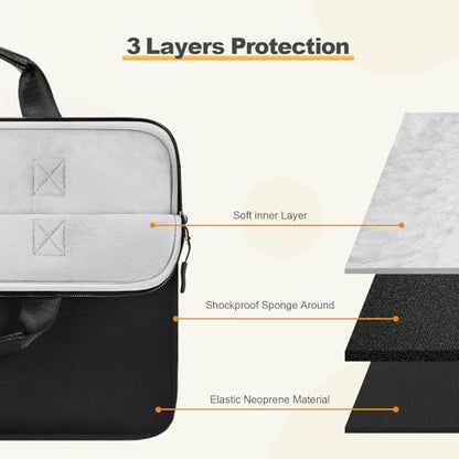 Laptop Case 16 inch,15-15.6 inch Laptop Sleeve Bag Compatible with MacBook Pro 16 M5 M4 M3 M2 M1,HP Dell Acer ASUS Lenovo Notebook,Neoprene Computer Bag with Handle&Curved Pocket, Black - color: Black, size: 16 inch