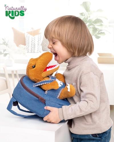Naturally KIDS 【Upgraded】 Toddler Backpack with Detachable Dinosaur Toy for Boys | Side & Inner Pockets, Reflective Logo | Dinosaur Backpack for Kids 3-5 - color: 04 Dinosaur Trex, style: Small