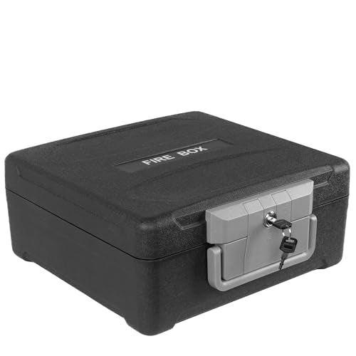 Fireproof and Waterproof Safe, fire safe document box for Home, Portable Lock Box with Key Lock and Ergonomic Handle, 1 Hour at 1700°F, 72 Hours Waterproof