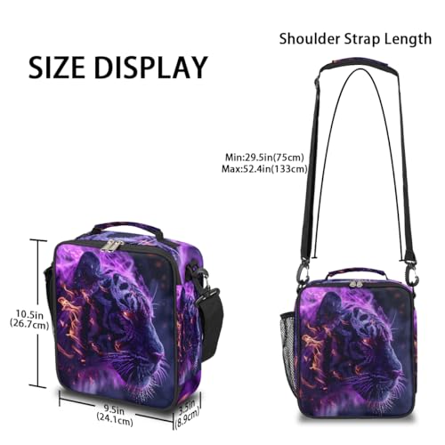 Pardick Tiger Boys Lunch Box for School Insulated Kids Lunch Box Reusable Leakproof Lunch Bag Thermal Cooler Tote Picnic Lunchbox with Adjustable Shoulder Strap Back to School Gifts for Teens Boys - color: Fire Tiger