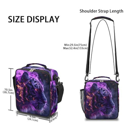 Pardick Tiger Boys Lunch Box for School Insulated Kids Lunch Box Reusable Leakproof Lunch Bag Thermal Cooler Tote Picnic Lunchbox with Adjustable Shoulder Strap Back to School Gifts for Teens Boys - color: Fire Tiger