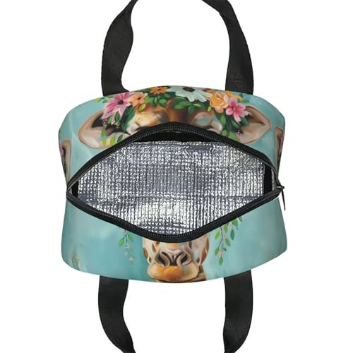 Giraffe Wreath Lunch Box - Insulated Lunch Bags for Kids Boys Girls Reusable Lunch Tote Bags, Perfect for School/Camping/Hiking/Picnic/Beach/Travel - color: Giraffe Wreath