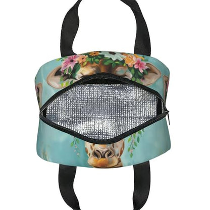 Giraffe Wreath Lunch Box - Insulated Lunch Bags for Kids Boys Girls Reusable Lunch Tote Bags, Perfect for School/Camping/Hiking/Picnic/Beach/Travel - color: Giraffe Wreath