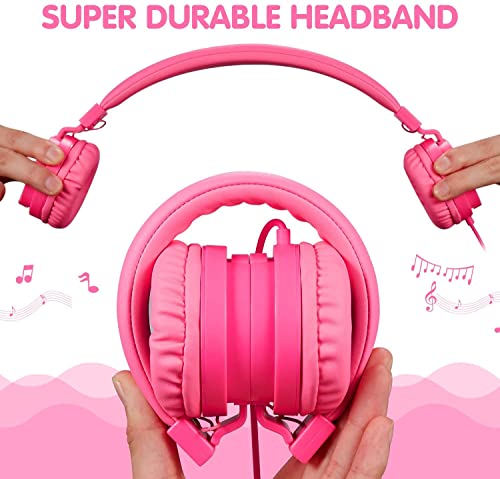ONTA Kids Headphones for Boys Girls - Child Student Headset Wired Plug Toddler Earphones School Teen on Ear for Ipad | Computer | Smart Phone | Amazon Fire Tablet | Laptop | Plane Travel | Game, Pink - color: Pink