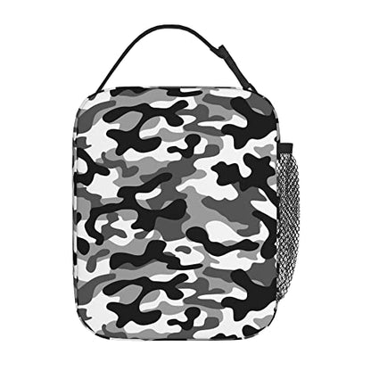 Black Camo Lunch Bags For Men Women Boys Girls Reusable Tote Lunch Bags For Office Work School Picnic Camping Thermal Insulation And Cold Preservation - color: Black Camo