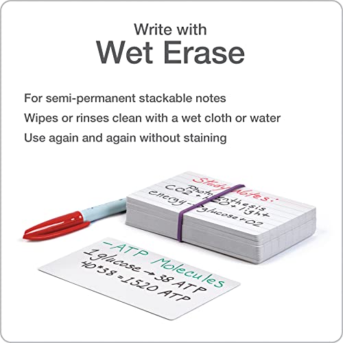 Oxford Dry Erase Index Cards, 3x5, Blank & Ruled Multipack, Reusable Flash Cards, Double Sided Dry & Wet Erase Cards for Gaming, Study, 100-Pk (63516) - style: 50 Blank & 50 Ruled