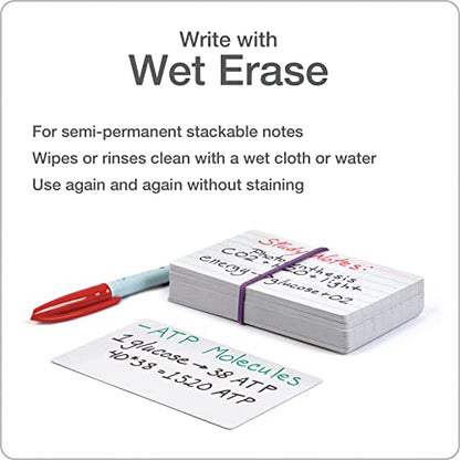 Oxford Dry Erase Index Cards, 3x5, Blank & Ruled Multipack, Reusable Flash Cards, Double Sided Dry & Wet Erase Cards for Gaming, Study, 100-Pk (63516) - style: 50 Blank & 50 Ruled