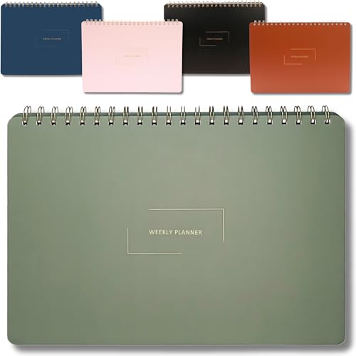 Undated Weekly Planner | 8.25” x 11.75” Work To-Do Notebook | ADHD Academic Organizer | Multi-Layout | Men and Women Planner | College Supplies | Evergreen | Landscape Layout - color: Evergreen, size: Weekly Planner - Landscape