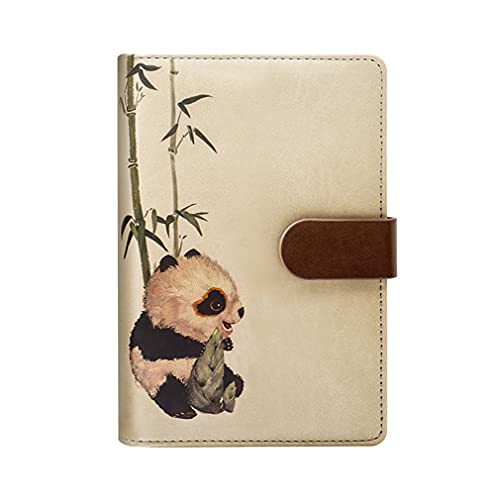 ToiM A6 Cute Simple Binder Hand Books for Diary PU Leather Journal Writing Notebook Loose Notebook Handbook Notepad Business Hand Books Great Stationery (Panda B) - color: Panda B