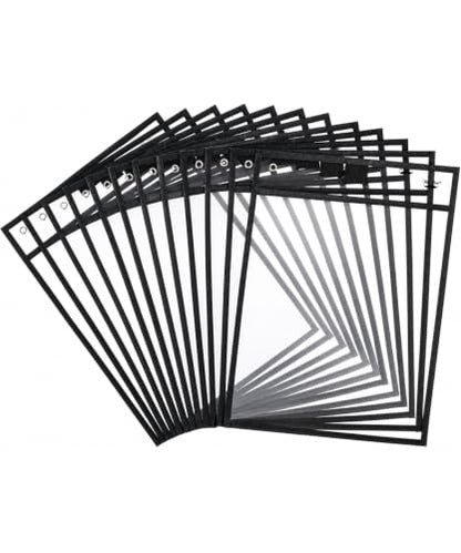 Mr. Pen- Large Reusable Dry Erase Pockets, 10.2" x 14", 12 Pack, Black | Clear Plastic Sheet Protectors, Teacher, School, Classroom Supplies - color: Black, size: 12 Pack