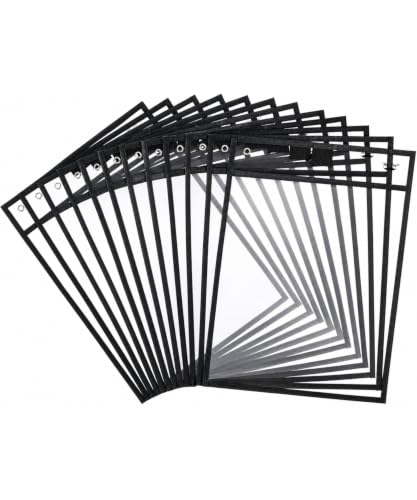 Mr. Pen- Large Reusable Dry Erase Pockets, 10.2" x 14", 12 Pack, Black | Clear Plastic Sheet Protectors, Teacher, School, Classroom Supplies - color: Black, size: 12 Pack