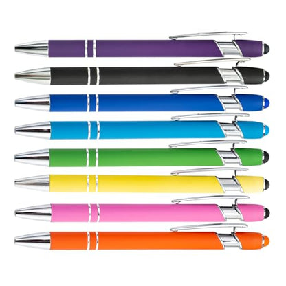 PASISIBICK 8 Pieces Ballpoint Pens with Stylus tip, 2-in-1 Stylus Retractable Ballpoint Pen, Metal Stylus Pen for Touch Screens, 1.0 mm Black Ink - color: 8 Pieces Ballpoint Pens-1