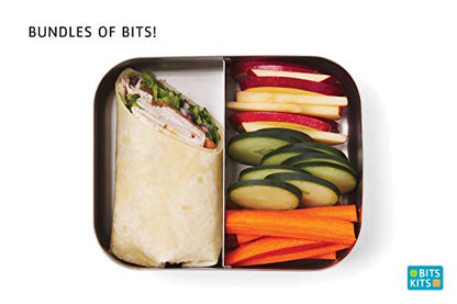 Bits Kits Stainless Steel Bento Box Lunch and Snack Container, 2 Sections | For Kids & Adults | Easily Fits In Lunchboxes | Durable Stainless Steel | Dishwasher Safe | Divides Meal & Snacks | On The Go - style: Lunch Box, 2 Sections