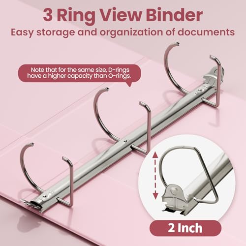 SUNEE 3 Ring Binder 2 Inch, Clear View Binder Three Ring PVC-Free (Fit 8.5x11 Inches) for School or Office Supplies, Assorted Pastel, 4 Pack - size: 2 Inch