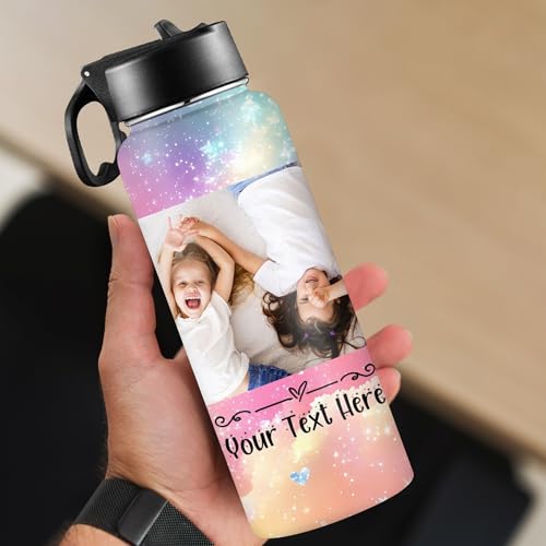 D-Story Custom Water Bottle with Straw Lid 18Oz Personalized Picture Stainless Steel Insulated Water Bottles for Boys Girls Women Men Customize Thermoses Cup Back to School Birthday Gifts - color: Design 19