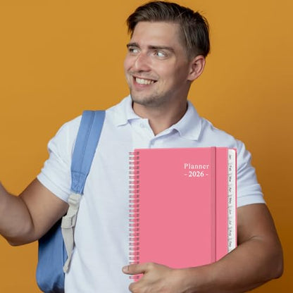 2026 Planner - Planner 2026 from January 2026 to December 2026 with 12 Monthly Tabs, Flexible Cover, Inner Pocket, 8.5" x 11", Pink - color: Pink, size: 8.5" x 11"