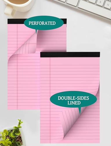 7pcs Small Note Pads 5x8 Legal Pads Pink Notepad 5x8 College Ruled Pink Notebook Paper Narrow Ruled Mini Notepads 5 x 8 Legal Pad Perforated Small Writing Pads 5x7 In 30 Sheets per Note Pad - color: Pink-7P