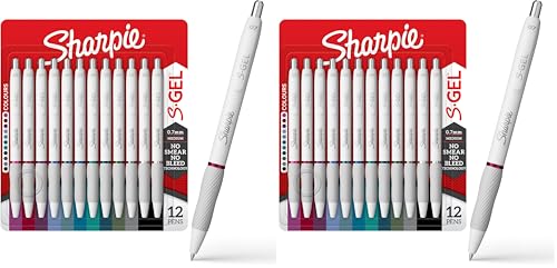 Sharpie S-Gel Pens,Fashion Barrel Gel Pens,Pearl White Body,Medium (0.7mm) Point,Bold Ink Colors,12 Count (Pack of 2) - size: 12 Count (Pack of 2)