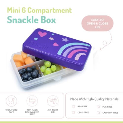 melii Snackle Box | 6-Compartment Divided Snack Container, BPA-Free Food Storage with Removable Dividers for School, Travel & On-the-Go Snacking (Rainbow) - color: Rainbow