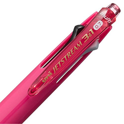 Uni Jetstream Multi Pen 3and1, 0.7mm Ballpoint Pen and 0.5mm Mechanical Pencil, Pink Body (MSXE460007.77) - style: Pink Body