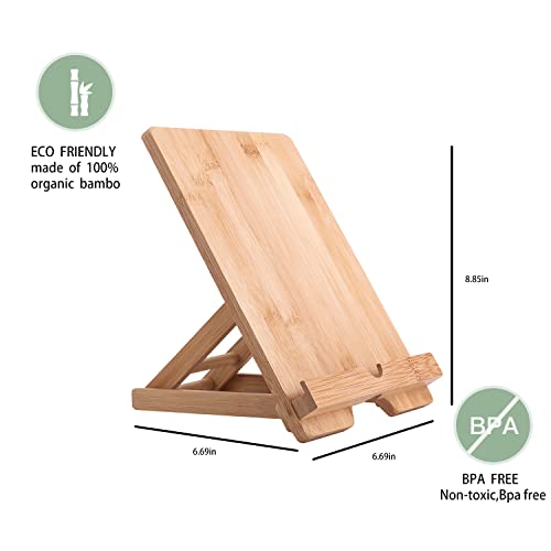 Healfyya Bamboo Tablet Stand Holder - Adjustable Folding Wood iPad Stand With Chargeable Hole for Desk and Cooking (Tablet A) - color: Tablet Stand A