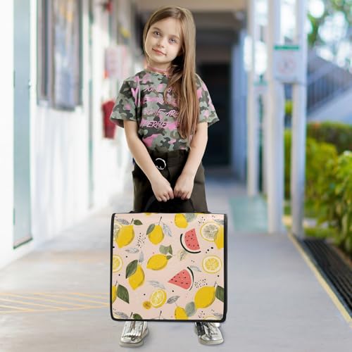 3 Ring Zipper Binder Lemon Watermelon Binders Bag with Shoulder Strap 500 Sheets Paper Organizer Trapper Keeper Documents Storage File Folder for School Office - color: A2807