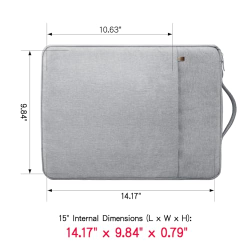 RAINYEAR 15 inch Laptop Sleeve Carrying Case with Handle & Pocket, Gray | Protective Padded Polyester Laptop Sleeve Case Briefcase for 15 Inch MacBook Air/Pro , 15 inch Surface Laptop 3/4 - color: Gray, size: 15"-15.4"