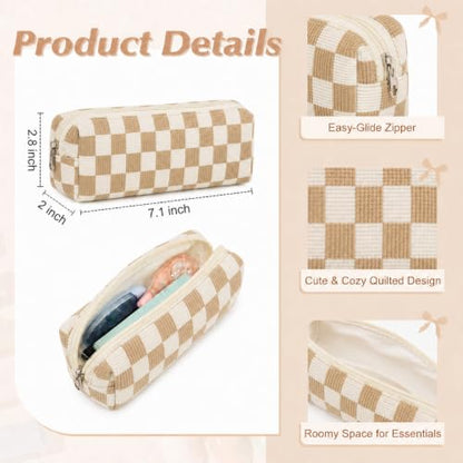 22Pcs Book Annotation Kit Aesthetic Pencil Case with Supplies School Annotation Supplies Gel Pen Transparent Sticky Note Taking Bible Study College Stationery Supplie (Beige Checkered) - color: Beige Checkered
