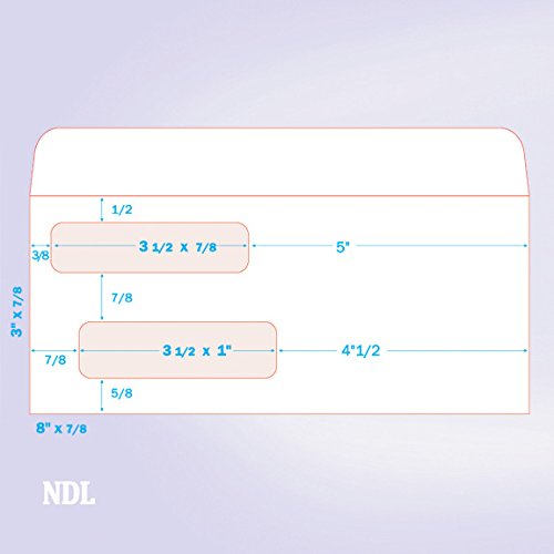 NextDayLabels #9 Double Window Check Envelopes - 500 Pack Ready-Seal Security Tinted Envelopes for QuickBooks, Sage 100, Blackbaud Checks - Self-Sealing Laser-Compatible - Made in USA - size: #9 Envelope-500 Pack