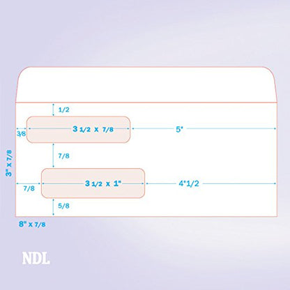 NextDayLabels #9 Double Window Check Envelopes - 500 Pack Ready-Seal Security Tinted Envelopes for QuickBooks, Sage 100, Blackbaud Checks - Self-Sealing Laser-Compatible - Made in USA - size: #9 Envelope-500 Pack