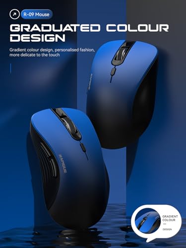 RAPIQUE Bluetooth Wireless Mouse - Dual Bluetooth & 2.4 GHz USB Receiver, Comfortable Grip, Quiet Clicks, Low Power - Multi-Device Compatibility for Laptop, MacBook, Computer, ipad(Gradient Blue) - color: Gradient Blue