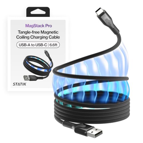 Statik MagStack USB to USB C Cable, Clutter-Free Magnetic Charging Cable, A to Type C Charger Fast Charging Phone Charger Cord, Compatible with iPhone, iPad & Android, 27W 6FT - color: Black, size: 6ft, style: USB-A to USB-C
